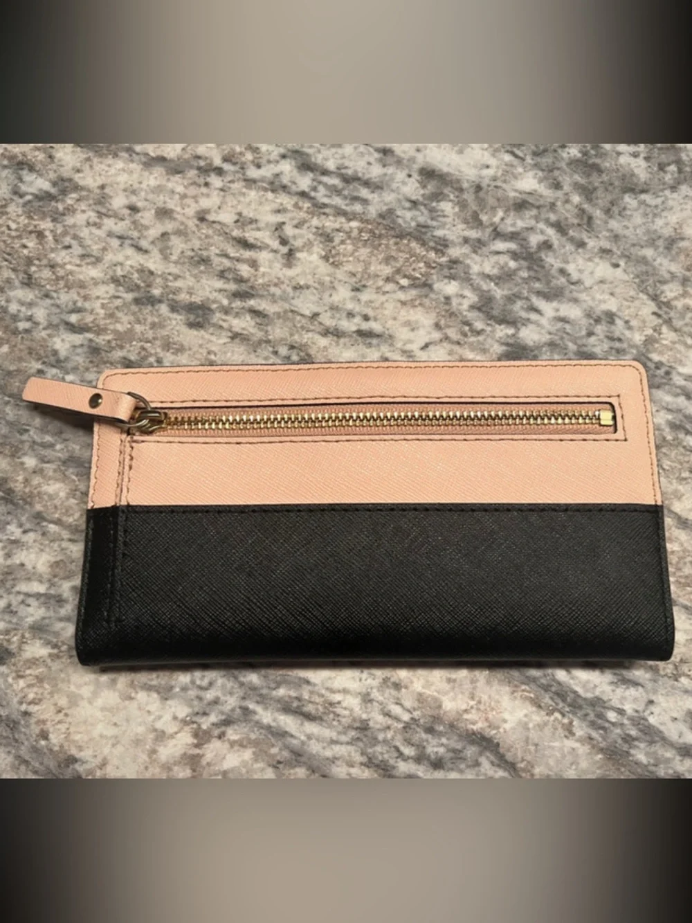Kate Spade New York Two-Tone Pink and Black Zip Wallet